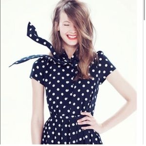 NWT J. Crew Silk Polka Dot Tie Neck Dress